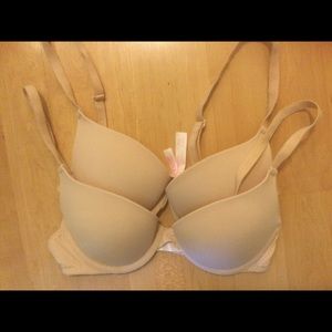 Lot of 2 PINK Beige Push-up Bras 32B